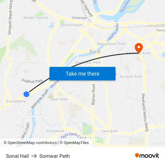 Sonal Hall to Somwar Peth map