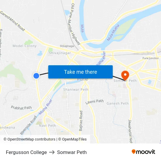 Fergusson College to Somwar Peth map