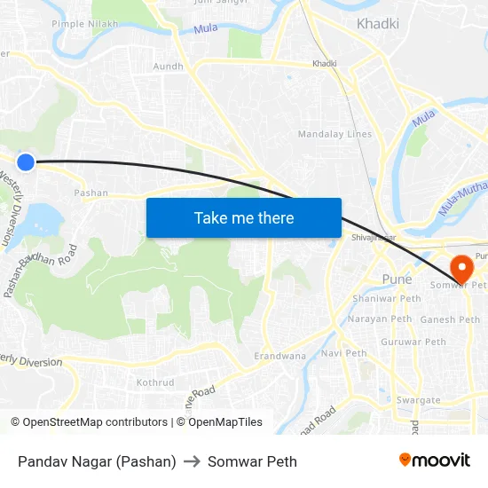 Pandav Nagar (Pashan) to Somwar Peth map