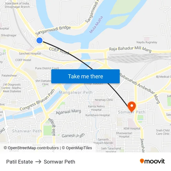 Patil Estate to Somwar Peth map