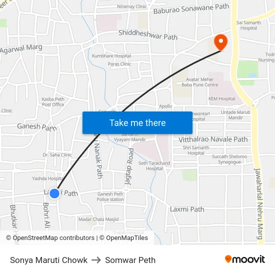 Sonya Maruti Chowk to Somwar Peth map