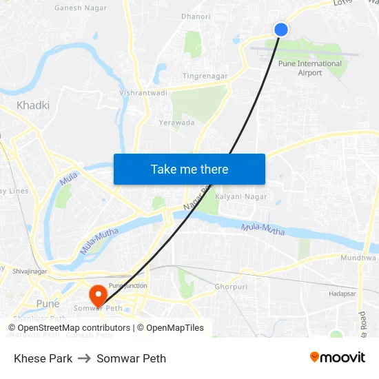 Khese Park to Somwar Peth map