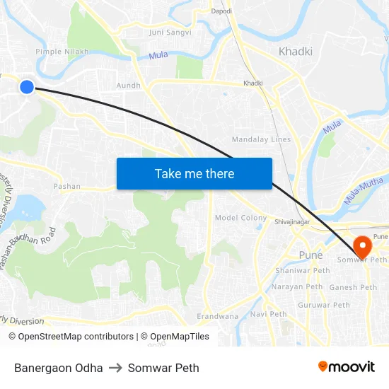 Banergaon Odha to Somwar Peth map