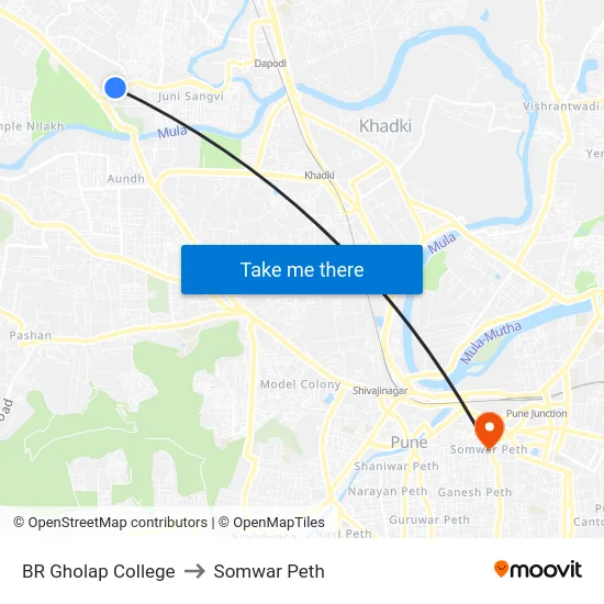 BR Gholap College to Somwar Peth map