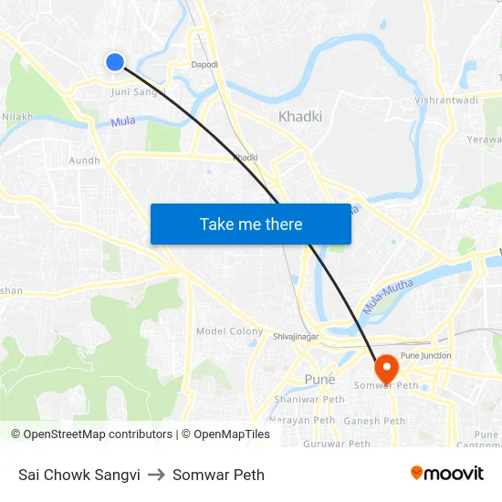 Sai Chowk Sangvi to Somwar Peth map
