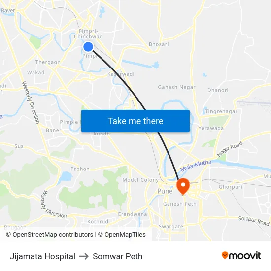 Jijamata Hospital to Somwar Peth map