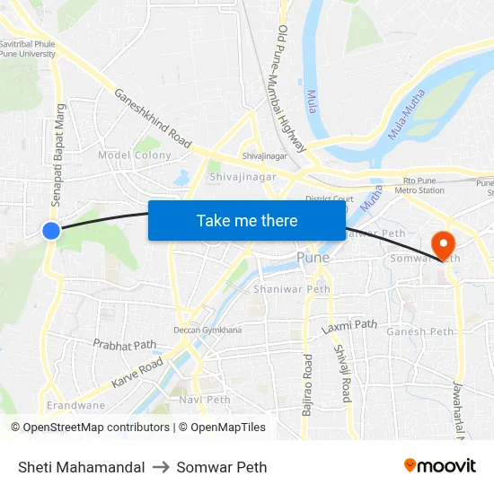 Sheti Mahamandal to Somwar Peth map