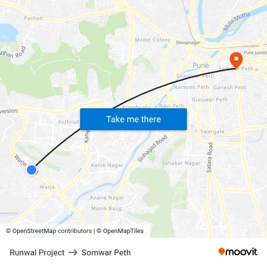Runwal Project to Somwar Peth map