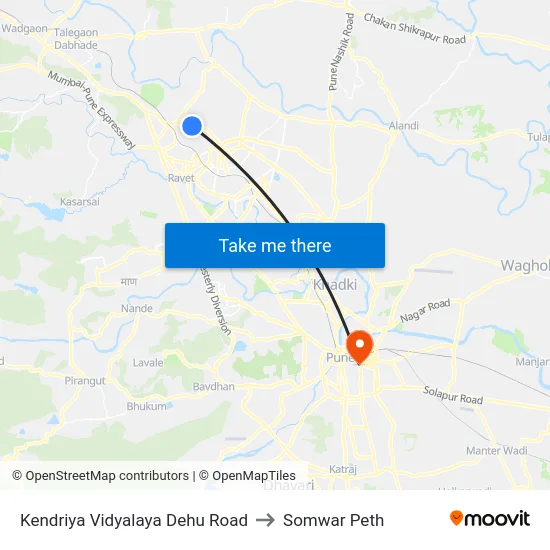 Kendriya Vidyalaya Dehu Road to Somwar Peth map