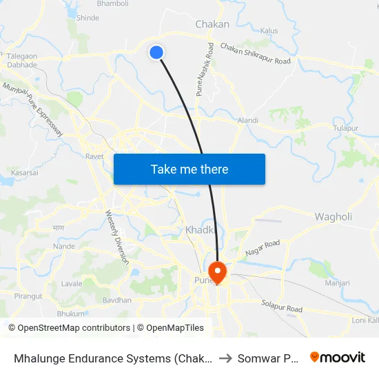 Mhalunge Endurance Systems (Chakan) to Somwar Peth map