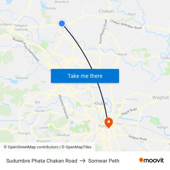 Sudumbre Phata Chakan Road to Somwar Peth map