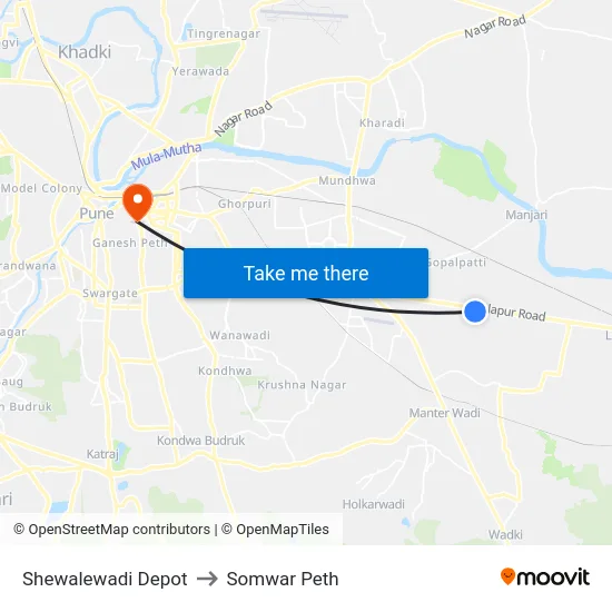 Shewalewadi Depot to Somwar Peth map