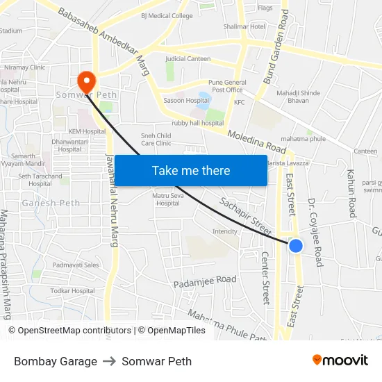 Bombay Garage to Somwar Peth map