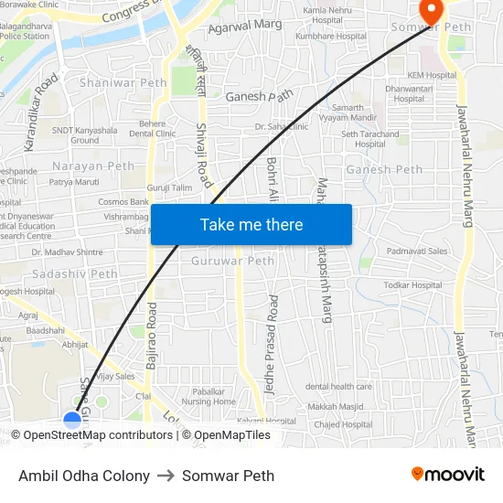 Ambil Odha Colony to Somwar Peth map
