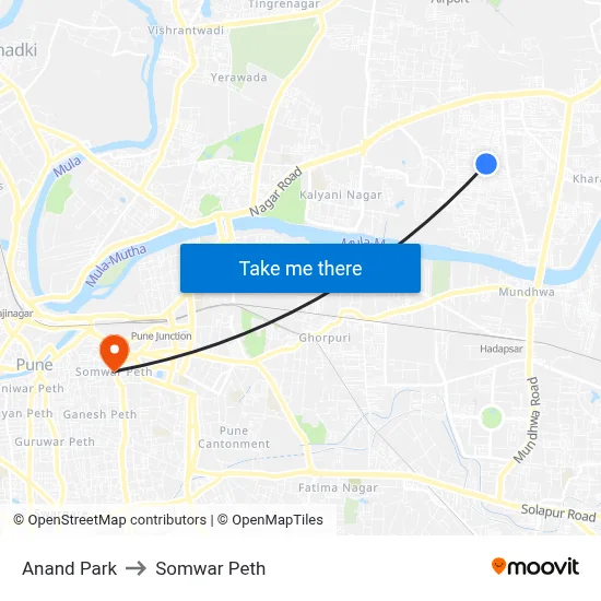 Anand Park to Somwar Peth map