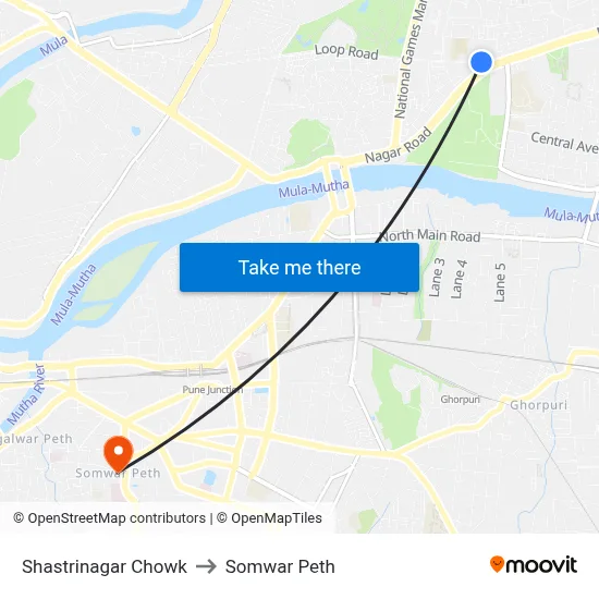 Shastrinagar Chowk to Somwar Peth map