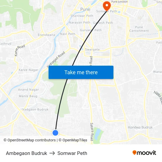 Ambegaon Budruk to Somwar Peth map