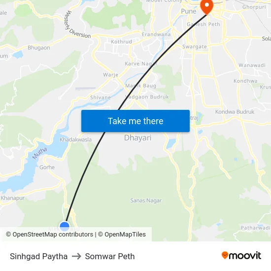Sinhgad Paytha to Somwar Peth map