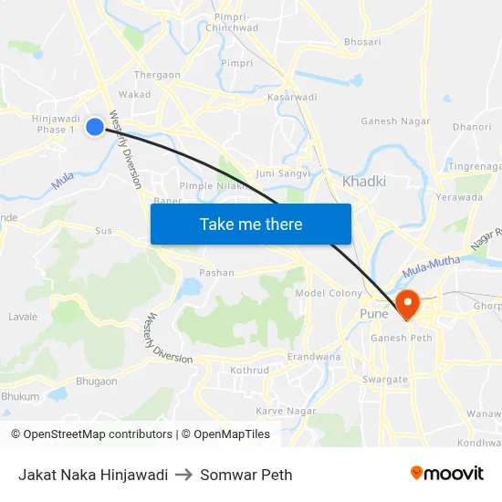 Jakat Naka Hinjawadi to Somwar Peth map