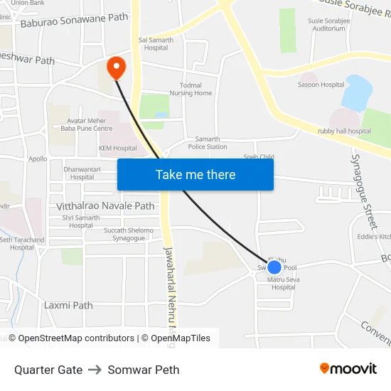 Quarter Gate to Somwar Peth map