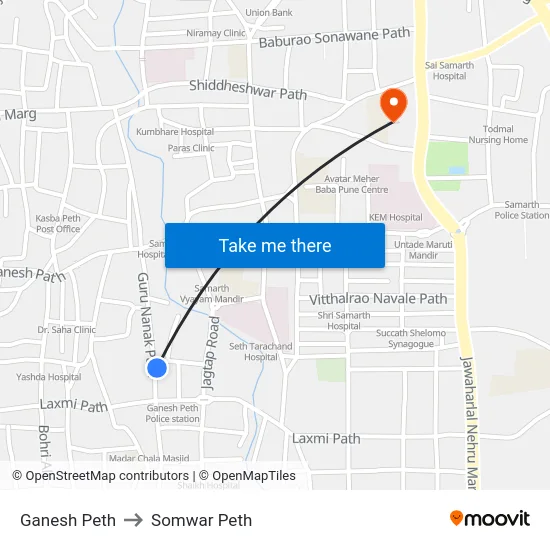 Ganesh Peth to Somwar Peth map