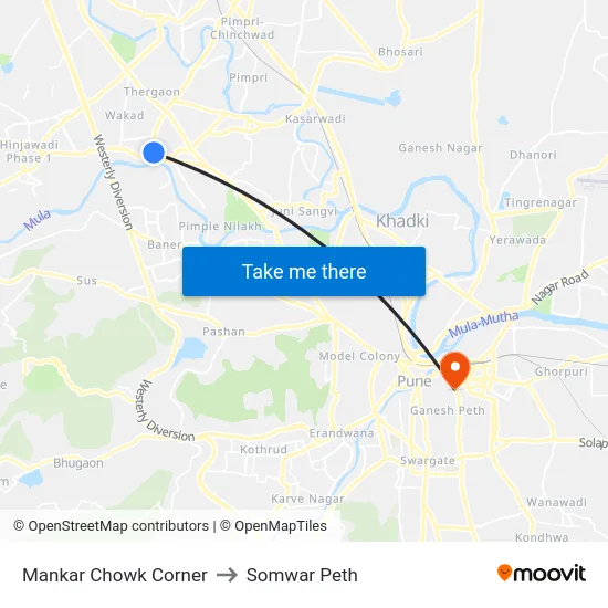 Mankar Chowk Corner to Somwar Peth map