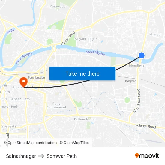 Sainathnagar to Somwar Peth map