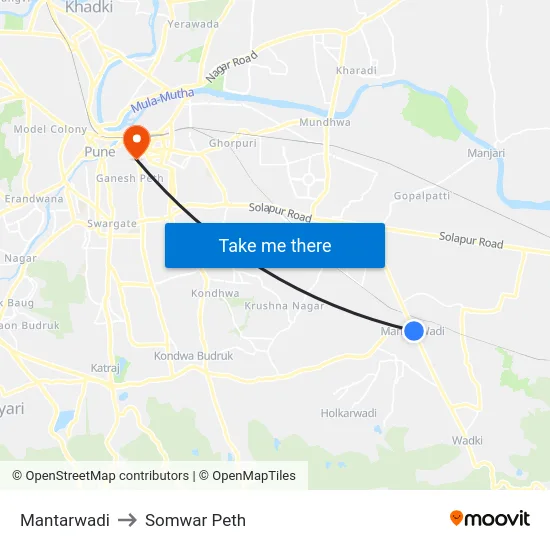 Mantarwadi to Somwar Peth map