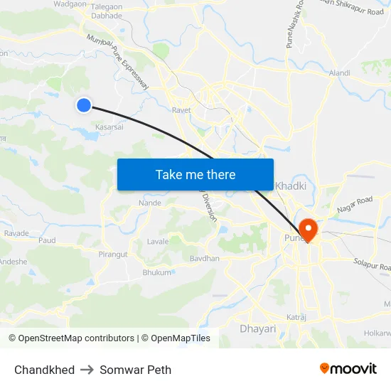 Chandkhed to Somwar Peth map