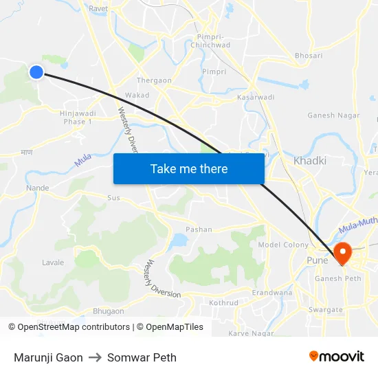 Marunji Gaon to Somwar Peth map