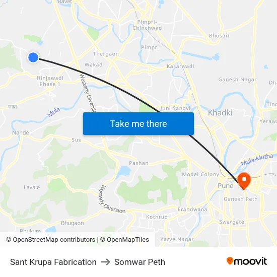Sant Krupa Fabrication to Somwar Peth map