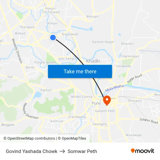 Govind Yashada Chowk to Somwar Peth map