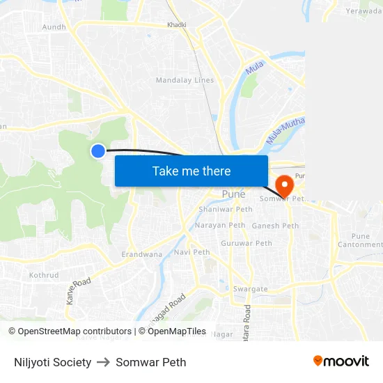 Niljyoti Society to Somwar Peth map