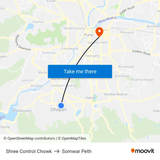 Shree Control Chowk to Somwar Peth map