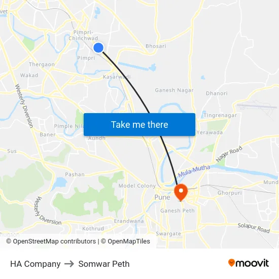 HA Company to Somwar Peth map