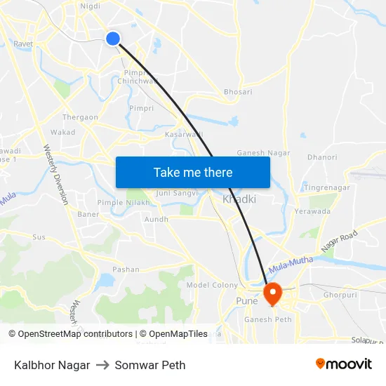 Kalbhor Nagar to Somwar Peth map