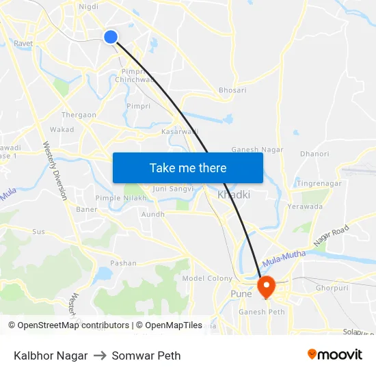 Kalbhor Nagar to Somwar Peth map