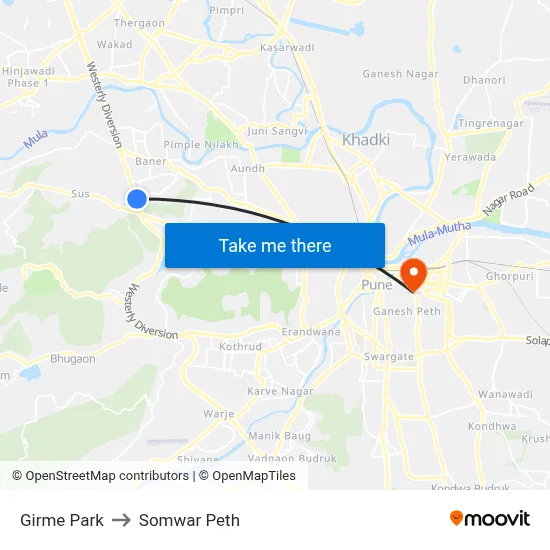 Girme Park to Somwar Peth map