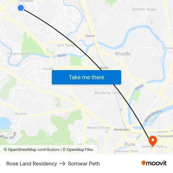 Rose Land Residency to Somwar Peth map