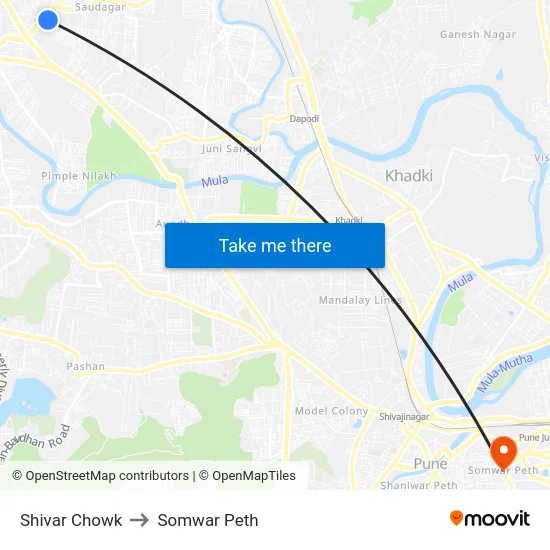 Shivar Chowk to Somwar Peth map