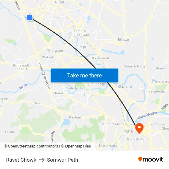 Ravet Chowk to Somwar Peth map