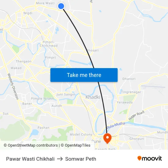 Pawar Wasti Chikhali to Somwar Peth map
