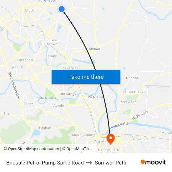 Bhosale Petrol Pump Spine Road to Somwar Peth map
