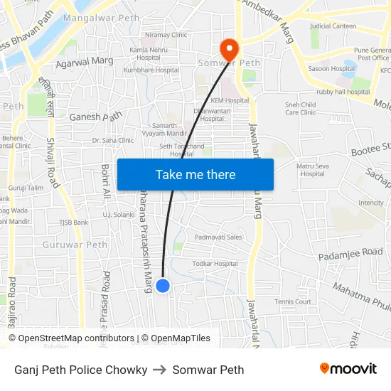 Ganj Peth Police Chowky to Somwar Peth map