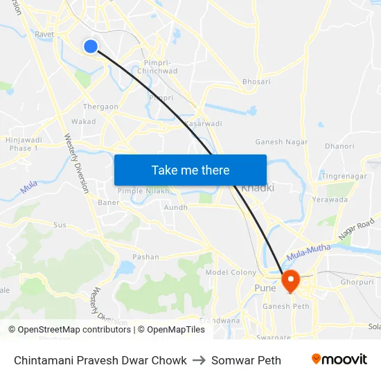 Chintamani Pravesh Dwar Chowk to Somwar Peth map