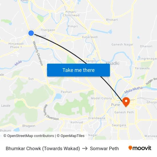 Bhumkar Chowk (Towards Wakad) to Somwar Peth map