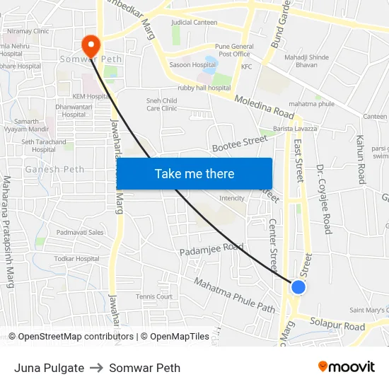 Juna Pulgate to Somwar Peth map