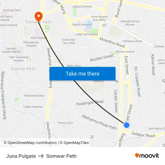 Juna Pulgate to Somwar Peth map
