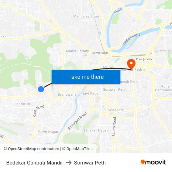 Bedekar Ganpati Mandir to Somwar Peth map