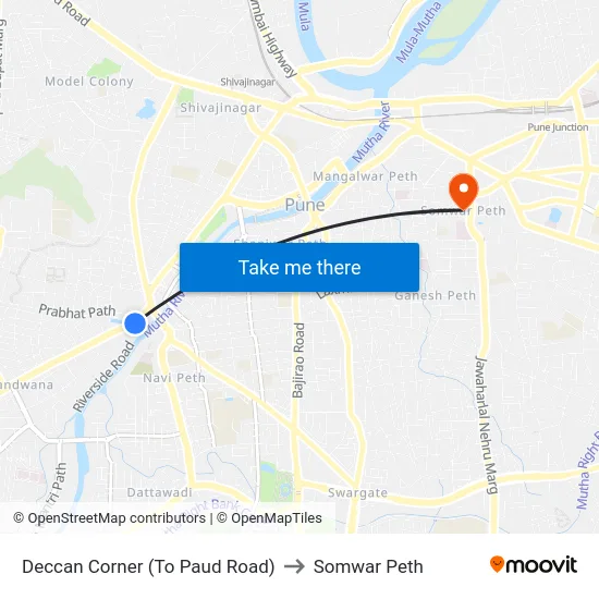 Deccan Corner (To Paud Road) to Somwar Peth map